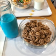 my cinnabon cereal with blue milk!